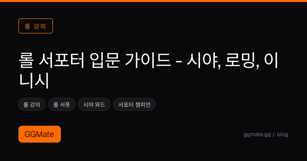 롤 서포터 입문 가이드 - 시야, 로밍, 이니시